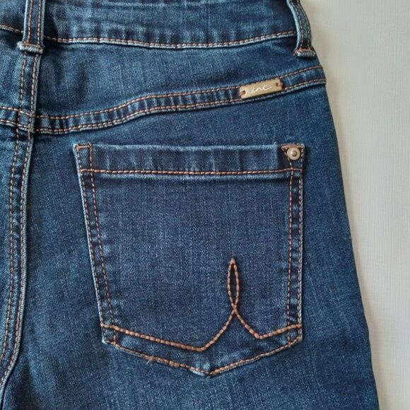 INC Blue Dark Wash Mid Rise Regular Fit Skinny Leg Denim Jeans Women's Size 0 - Picture 12 of 12